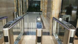 Facial recognition turnstile in a commercial office building in Chengdu High tech Zone
